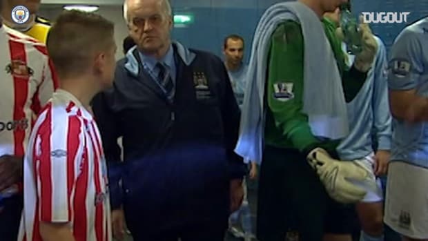Phil Foden leads out Man City as a mascot, aged seven